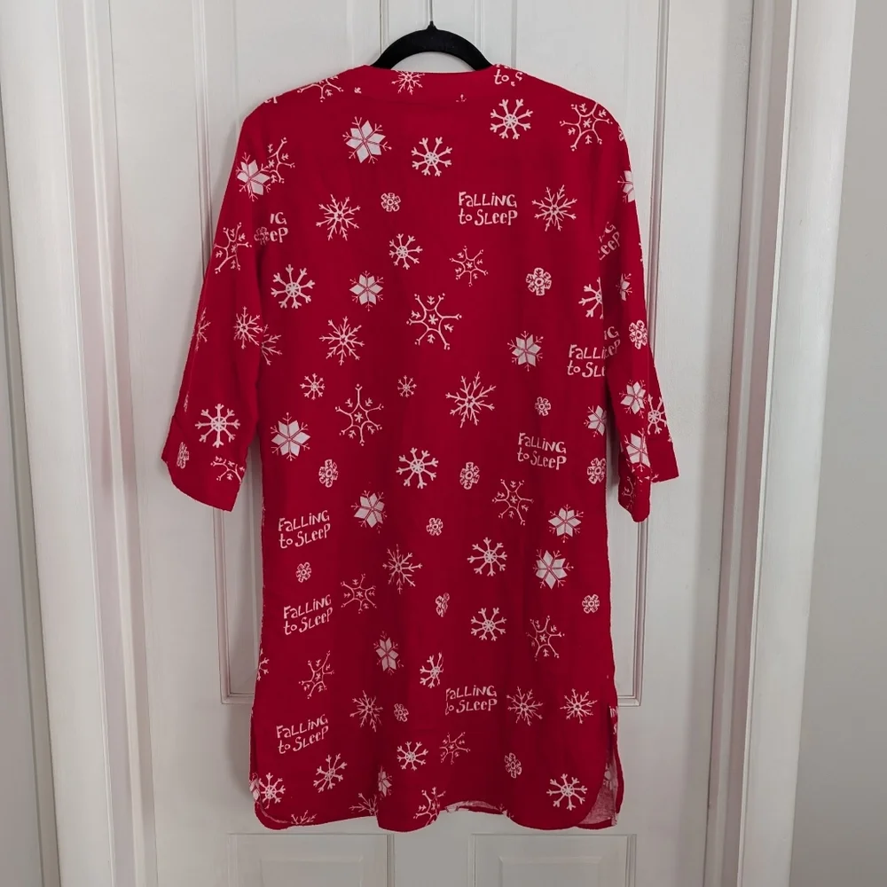 Hatley Women's Flannel Nightgown SMALL Christmas Holidays Snowflakes Sleep Shirt